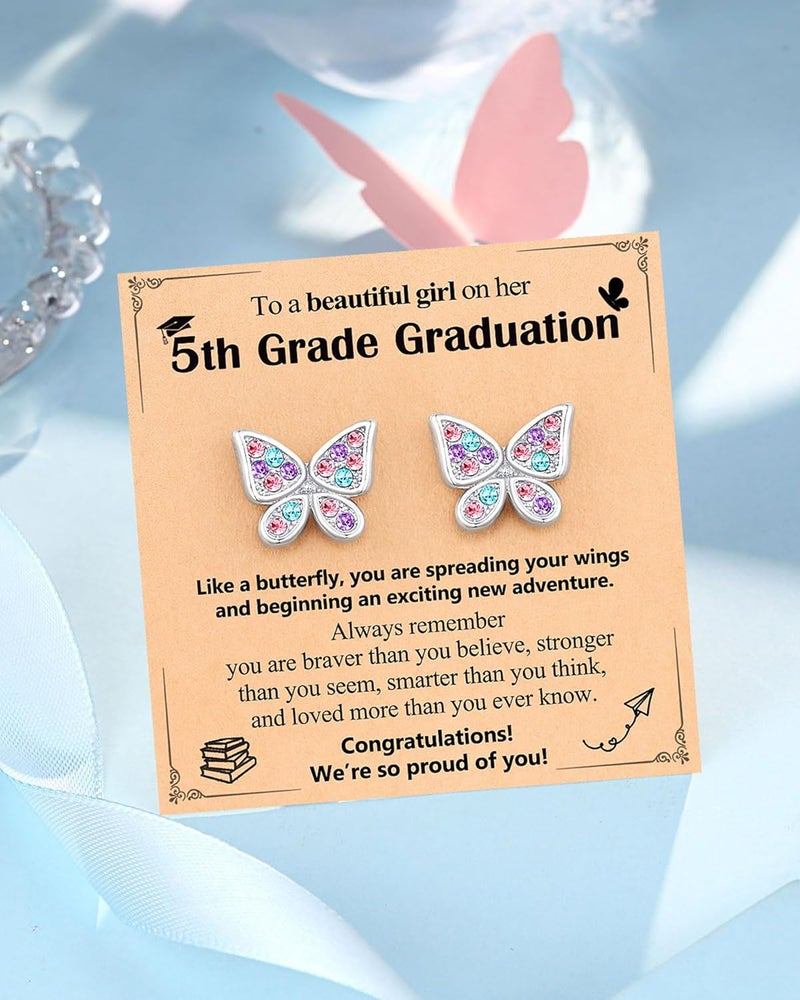 UPROMI Hypoallergenic Butterfly Earrings for Daughter/Granddaughter/Niece, Valentines Christmas Birthday Gifts for Girls - Image 3